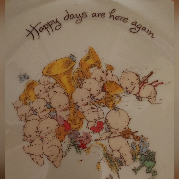 Kewpie Collectible Plate Happy Days Are Here Again World Wide Arts 1973 - Picture 2 of 7